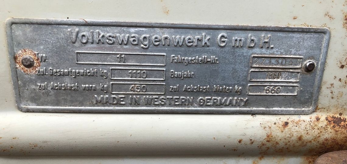 1960 Chassis Plate