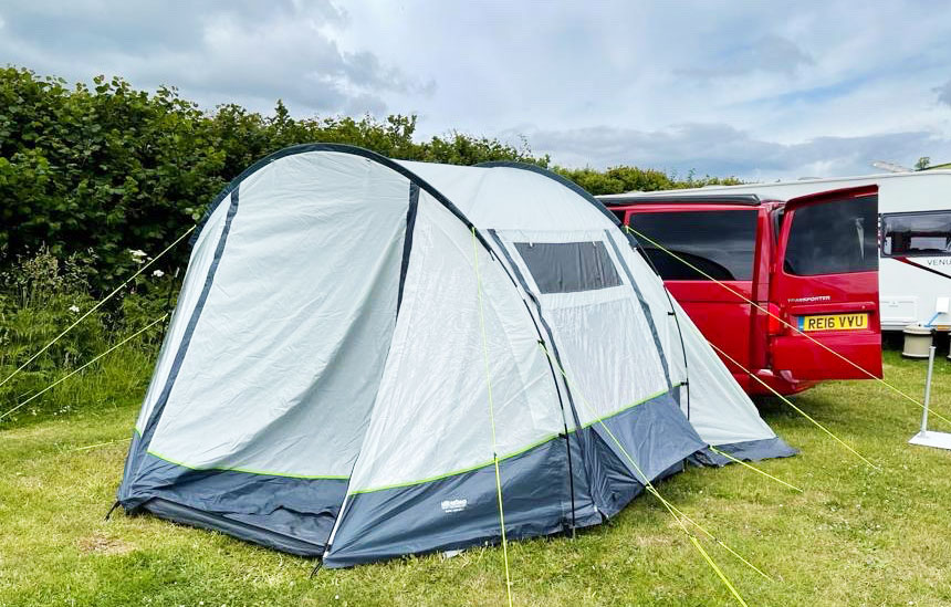 Add additional living space to your VW campervan by hiring an awning