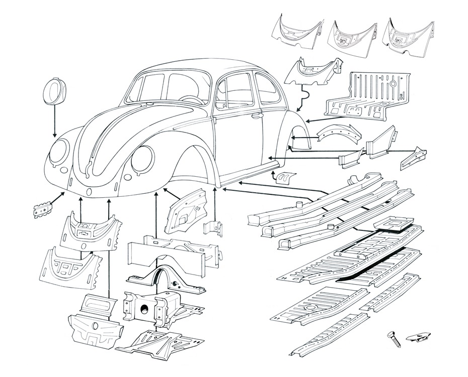 Vw Beetle Body Parts Diagram : Volkswagen Beetle Door Molding (Lower