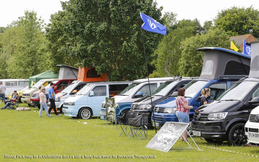 Line of T4 Transporters at Stonor Park VW Show 2019