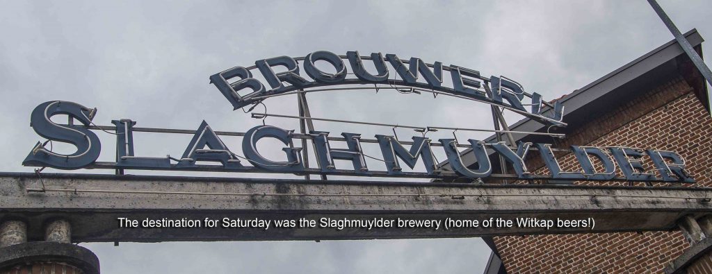 Sign of Slaghmuylder Brewery at Ninove 2019