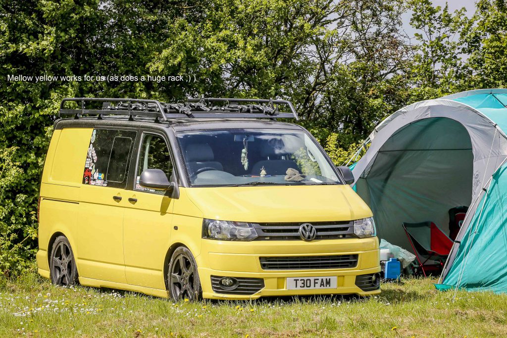 Yellow VW T5 Transporter at VW Tomie 2019