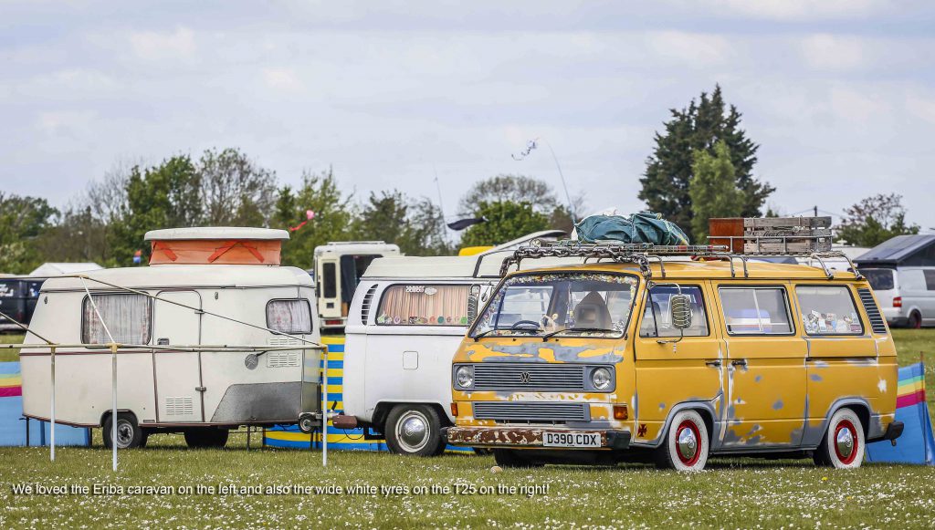 Eriba Puck next to a yellow VW type 25