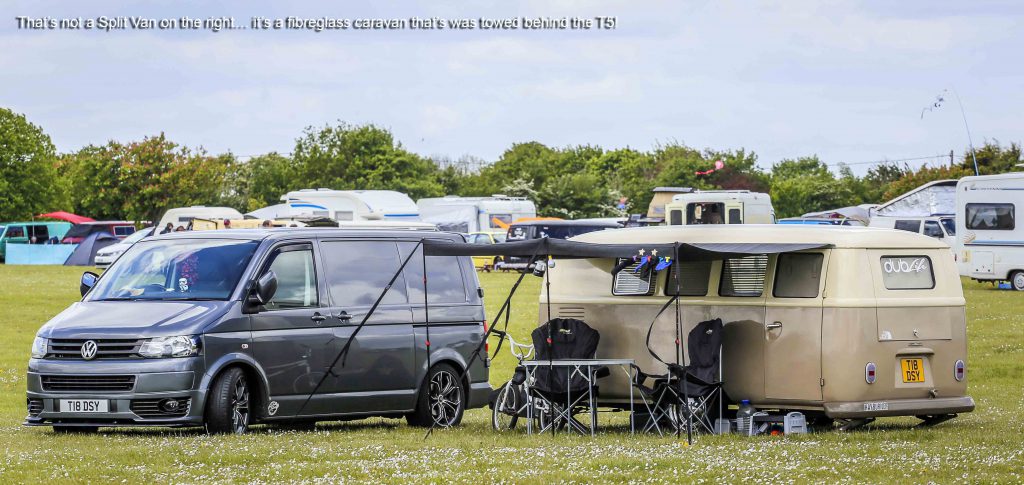 VW T5 Transporter with a Splitscreen Bus Caravan