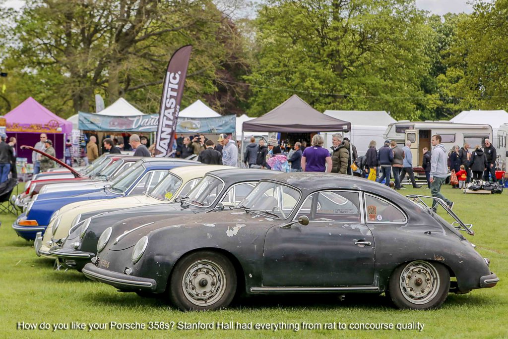 Line of Porsche 356 Cars at Stanford Hall 2019