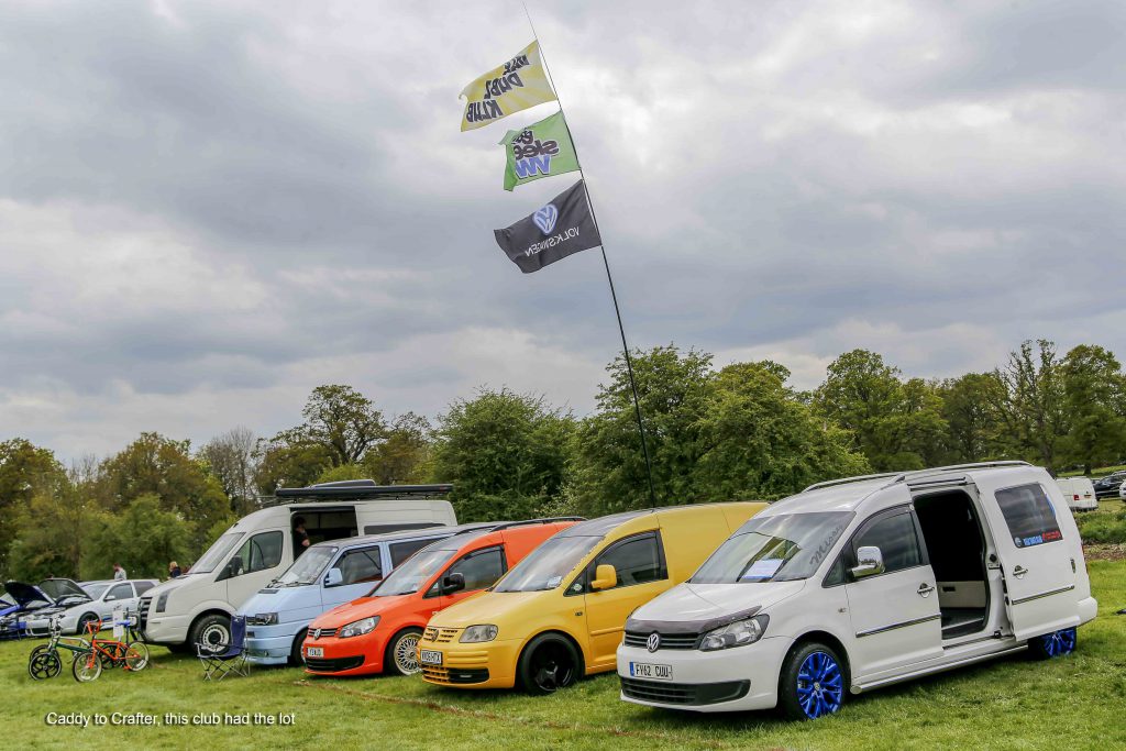 A line of VW Caddy Vans