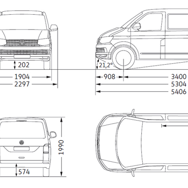 VW T6 Transporter Measurements